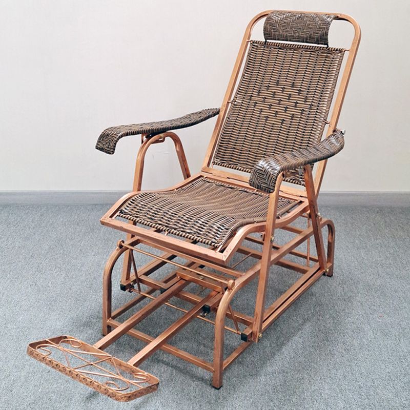 Modern Rocker Wicker Woven Rope Weather-Resistant Recliner Chair