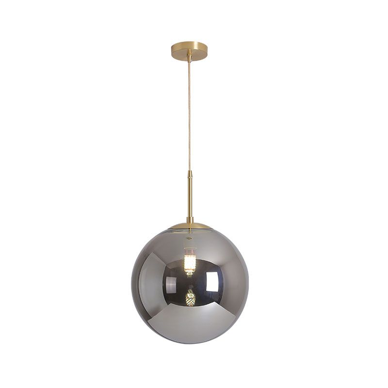 6"/10" Wide Globe Ceiling Pendant Light Modernist Tan/Smoke Gray Mirror Glass 1 Light Dining Room Suspension Lamp