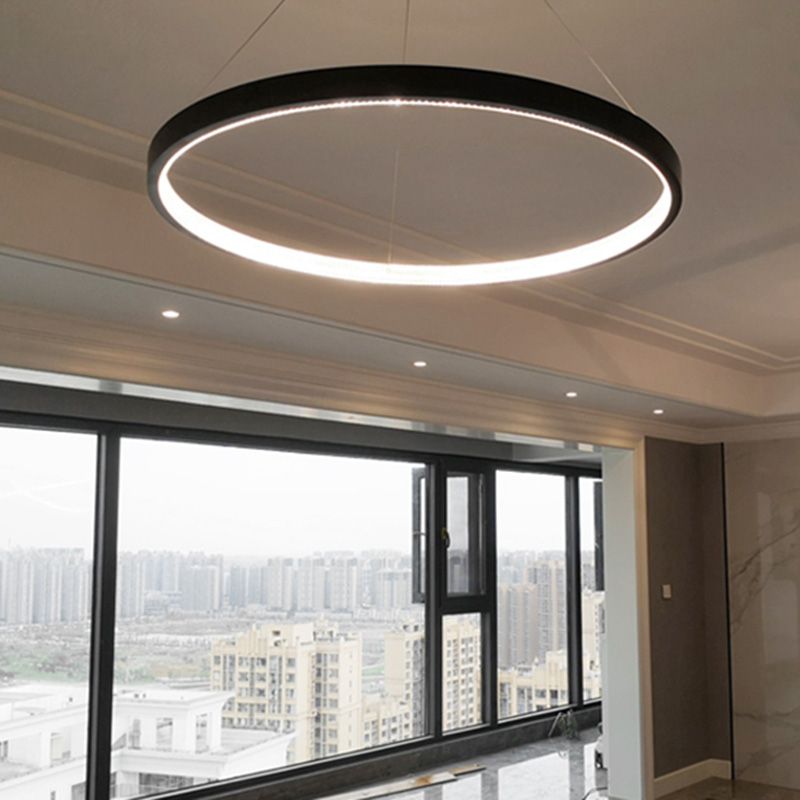 Clear Acrylic Shade Minimalist Suspension Light for Living Room Dinning Room