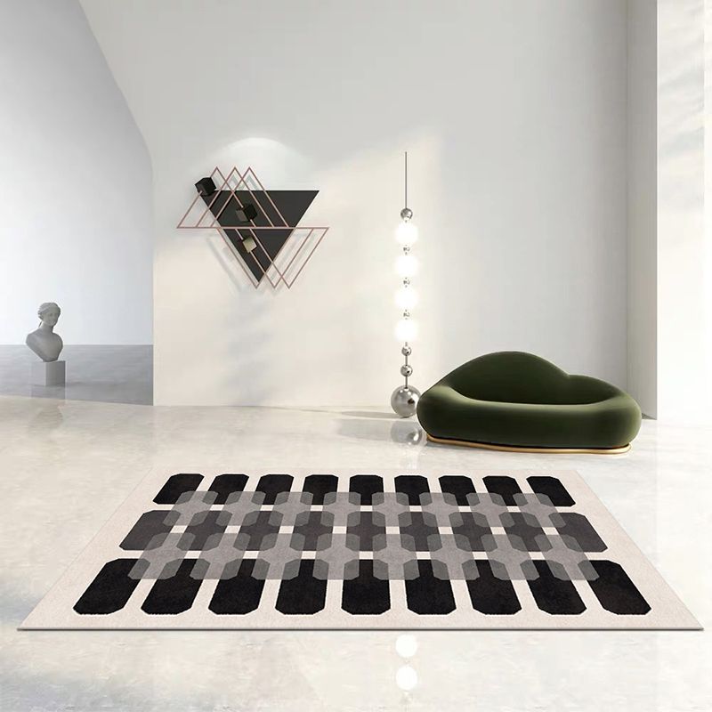 Zwart eigentijds tapijten Polyester grafisch vloerkleed niet-slip achterste tapijt voor woonkamer