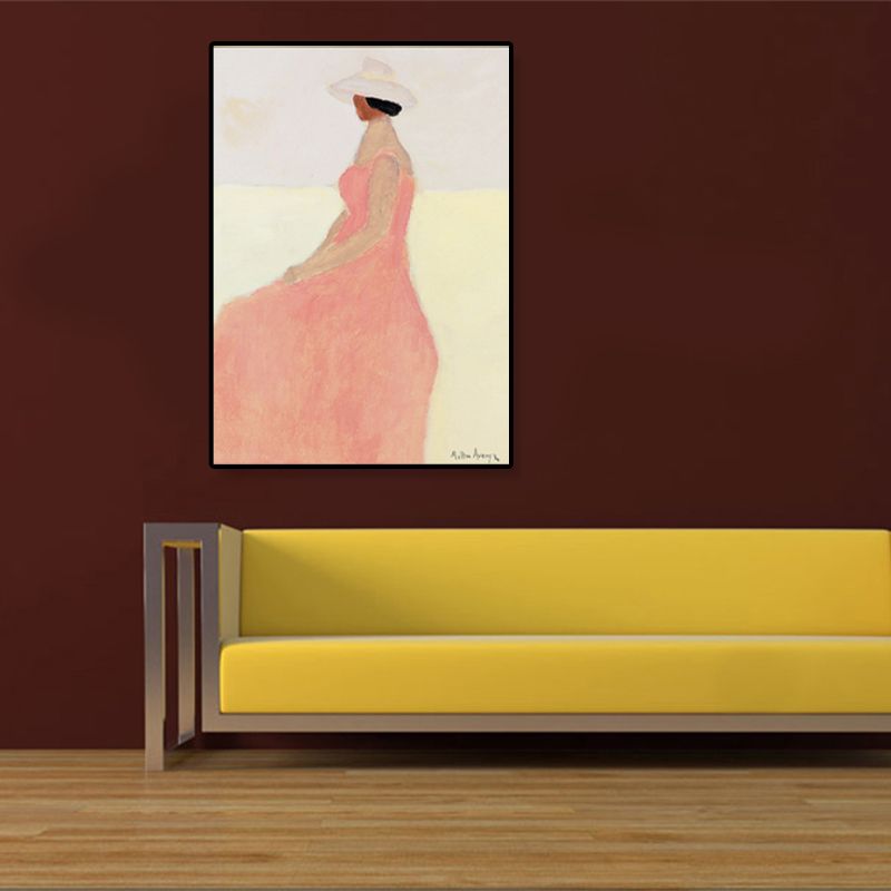 Modern Woman Canvas Print Pastel Color Textured Wall Art Decor for House Interior