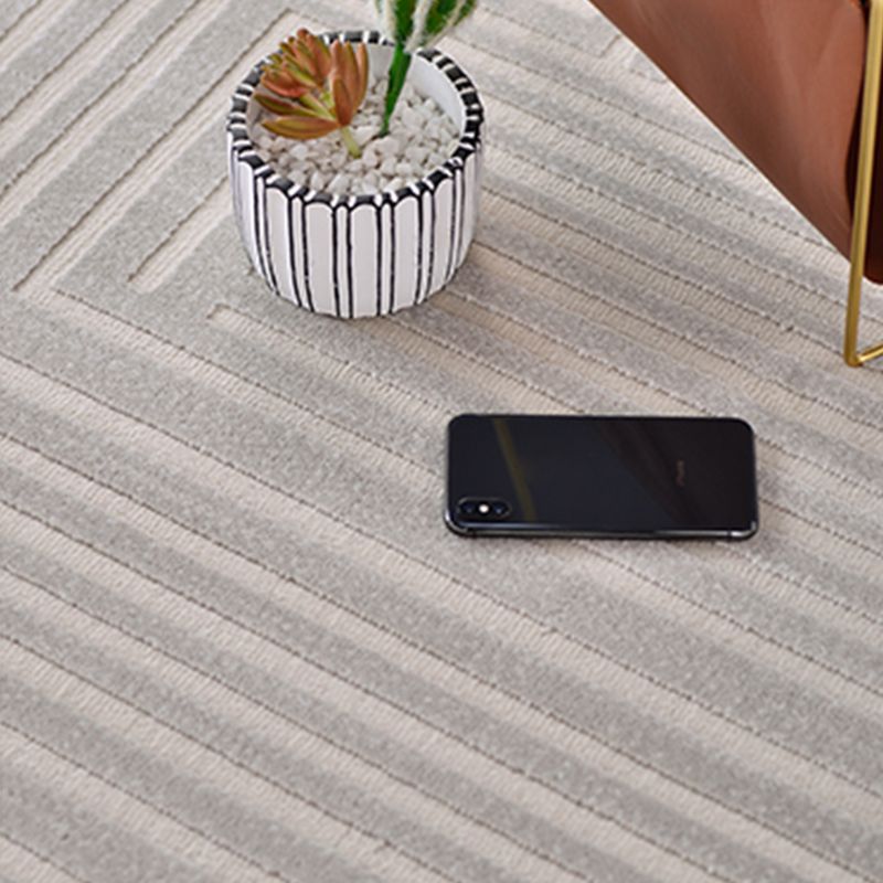 Modern Living Room Area Carpet Grey Solid Color Area Rug Polyester Non-Slip Backing Rug
