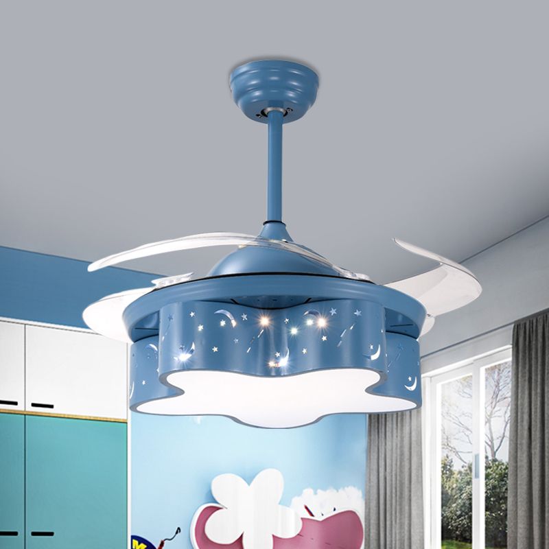 STER SLAAP SLAAPKAMER PENHAND VAN VAN VERLICHTING METAL NOORDIC KIDS 4 DUIL BLADES LED SEMI SEMI -VLOKMOUNT IN WIT/ROZE/BLAUWE, 66 "BREED