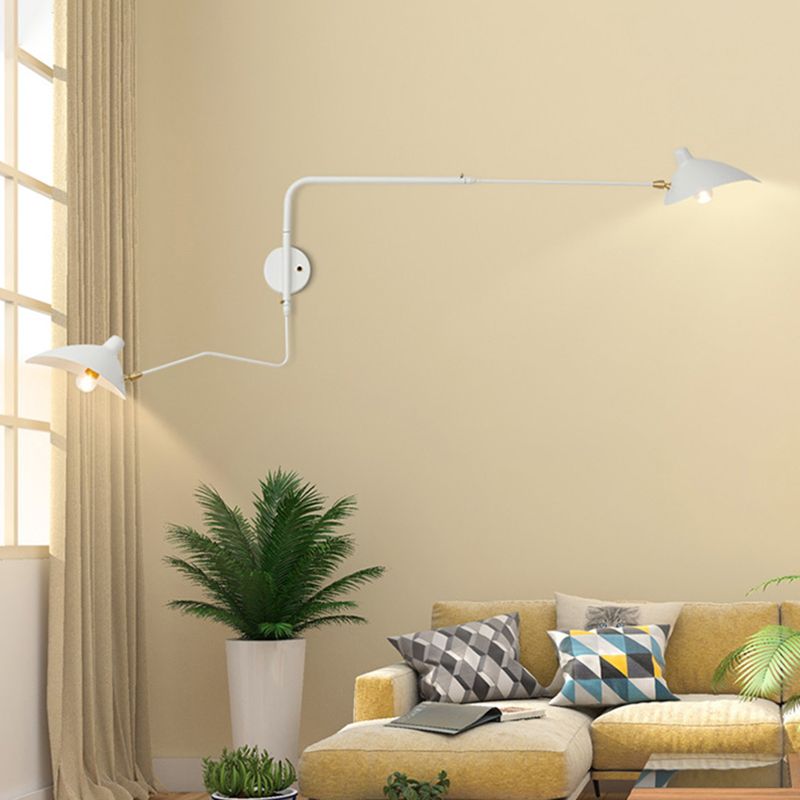 Modern Wall Sconce Linear Shape Reading Wall Light with Metal Shade in White for Bedroom