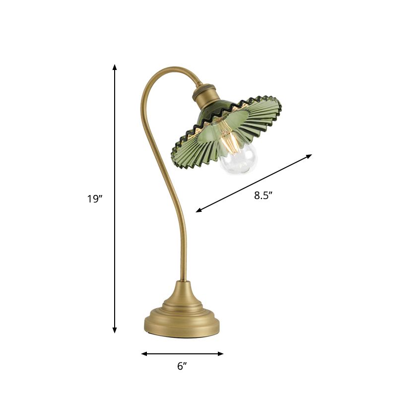 Table à bras plongeant en métal Light Style rural 1-Light Bedroom Table table de chevet avec une nuance de cristal en vert