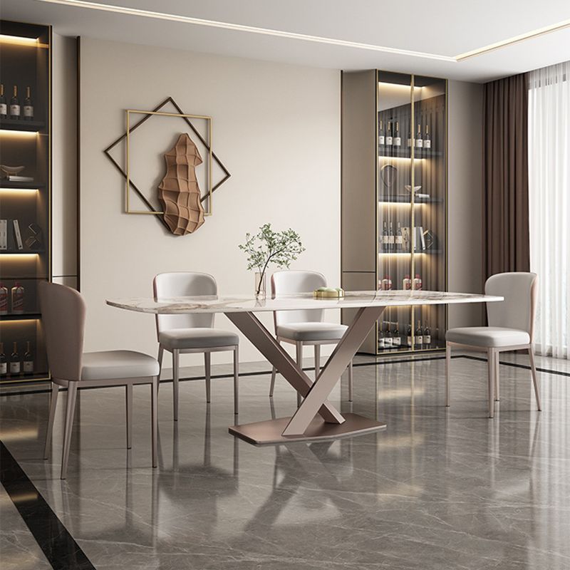 Glam Style Rectangle Table Set 1/2/5/7 Pieces Dining Set with Metal Legs