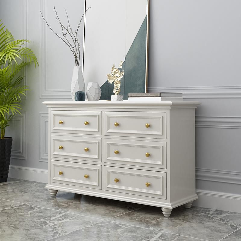 Glam Solid Wood Storage Chest Bedroom White Chest with Drawers