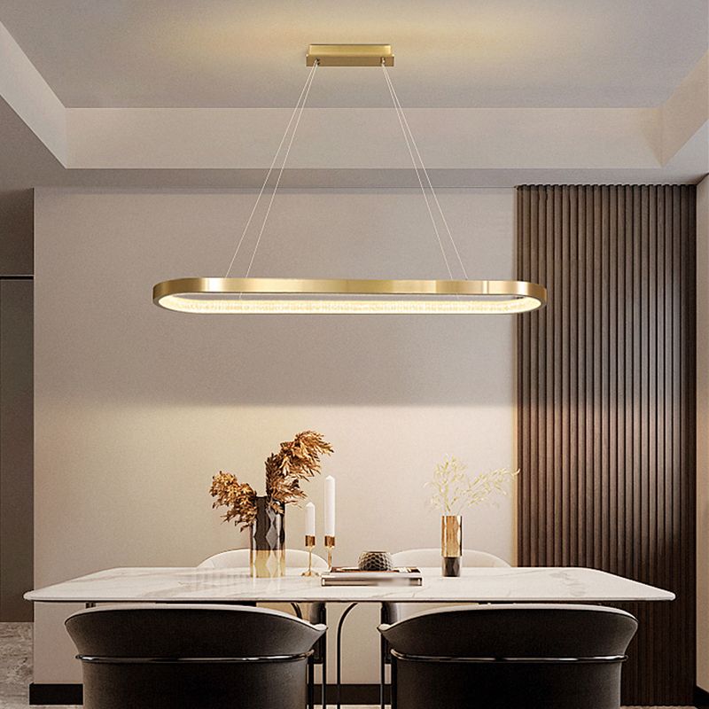 Modern Style Oval Island Lighting Fixture Metal 1- Light Island Pendant Light