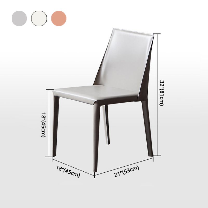 Silla auxiliar de comedor contemporánea Silla de respaldo sólido sin brazos Brasserie de cuero