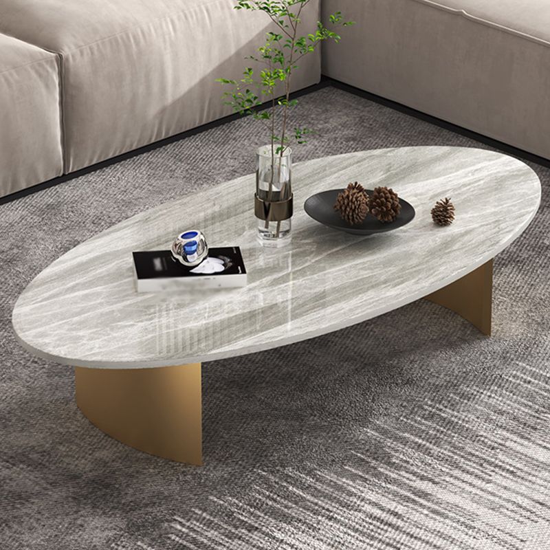 Modern Style Black Gold/white/grey Oval Coffee Table with Rock Board