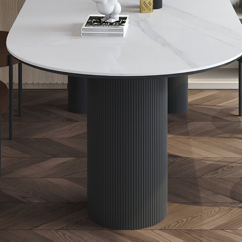 Irregular Shape White Table for Restaurant Sintered Stone Top Island Table with 3 Legs