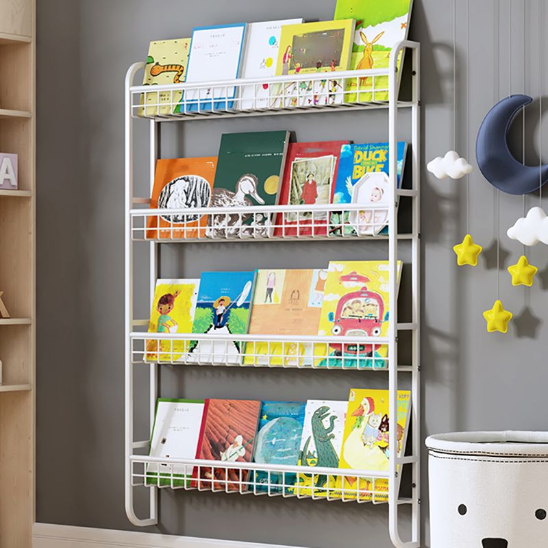 Contemporary Metal Floating Bookcase Wall Mounted Closed Back Bookshelf