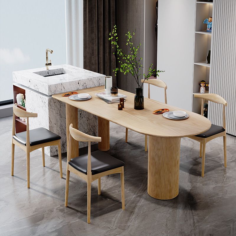 Table de salle à manger en bois massif de forme libre, table de dinette moderne avec 3 pieds