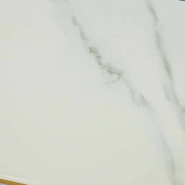 White Stone Glam Indoor Bar Dining Table Gold Double Pedestal Bistro Table with Shelve