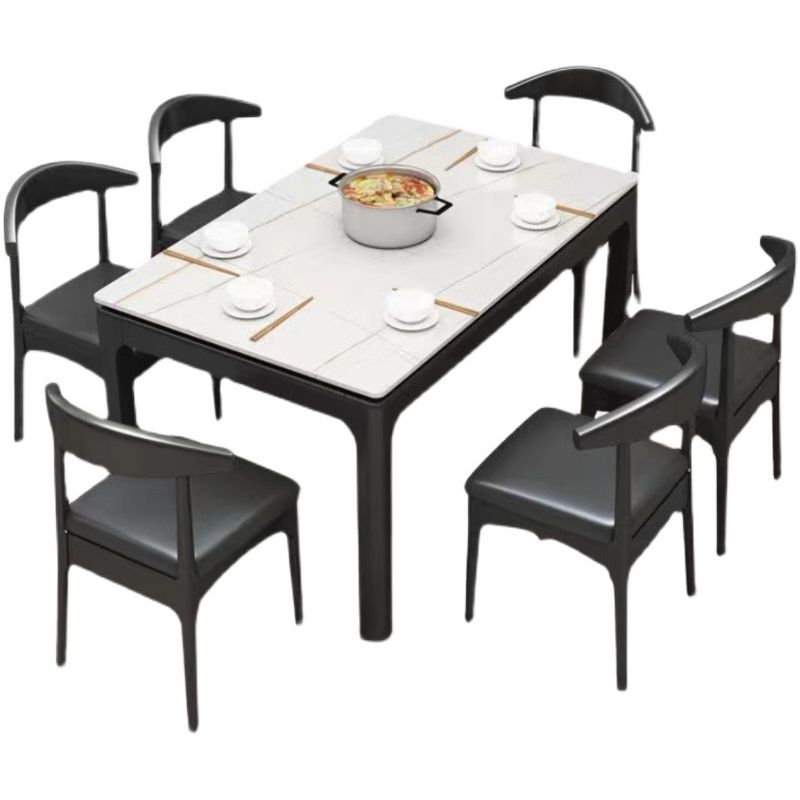 Simplicity Rectangle Dining Site Table Stone Dining Room Collection with 4 Legs
