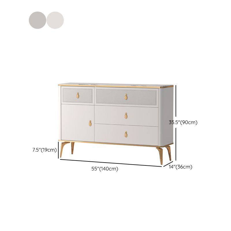 Classic Glam Stone Double Dresser Horizontal Storage Chest for Bedroom