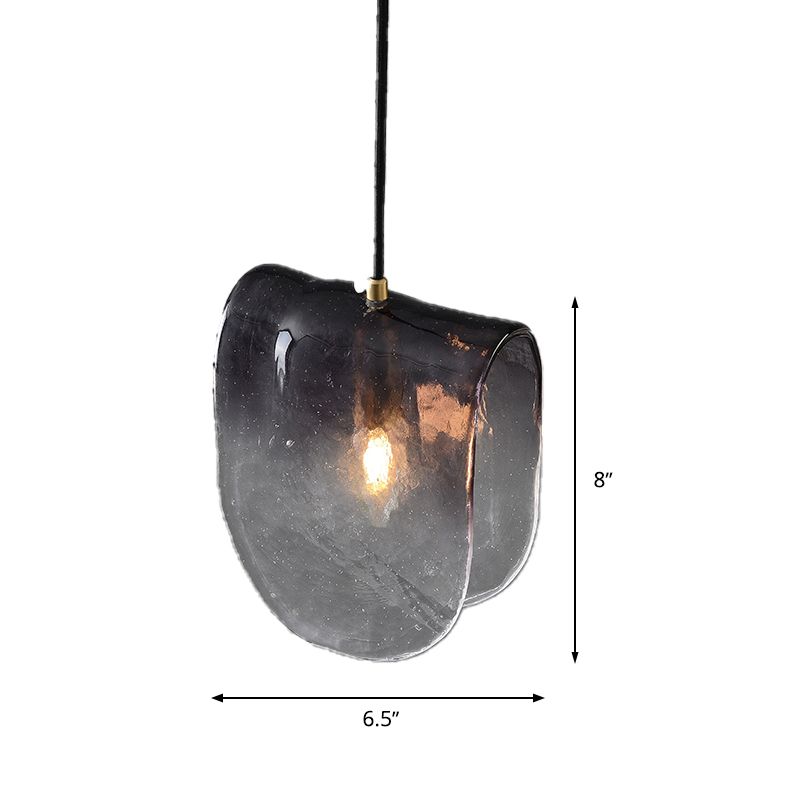 Curve Water Glass Ceiling Light Modernist 1 Bulb Brass Pendant Lighting for Restaurant