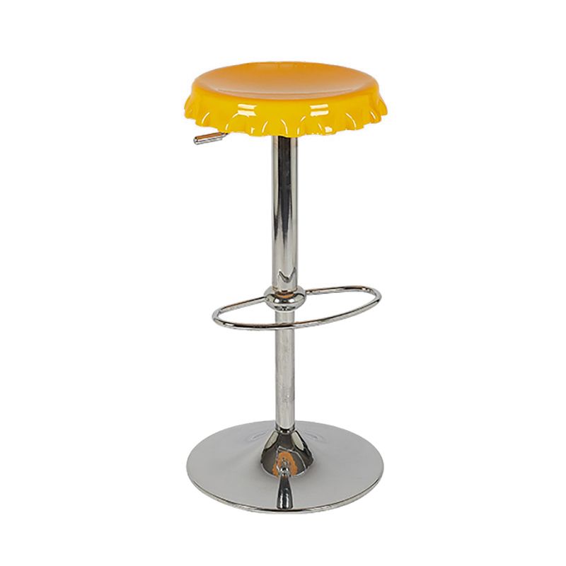 Contemporary Backless Indoor Armless Footrest Bar Stool with Metal Base