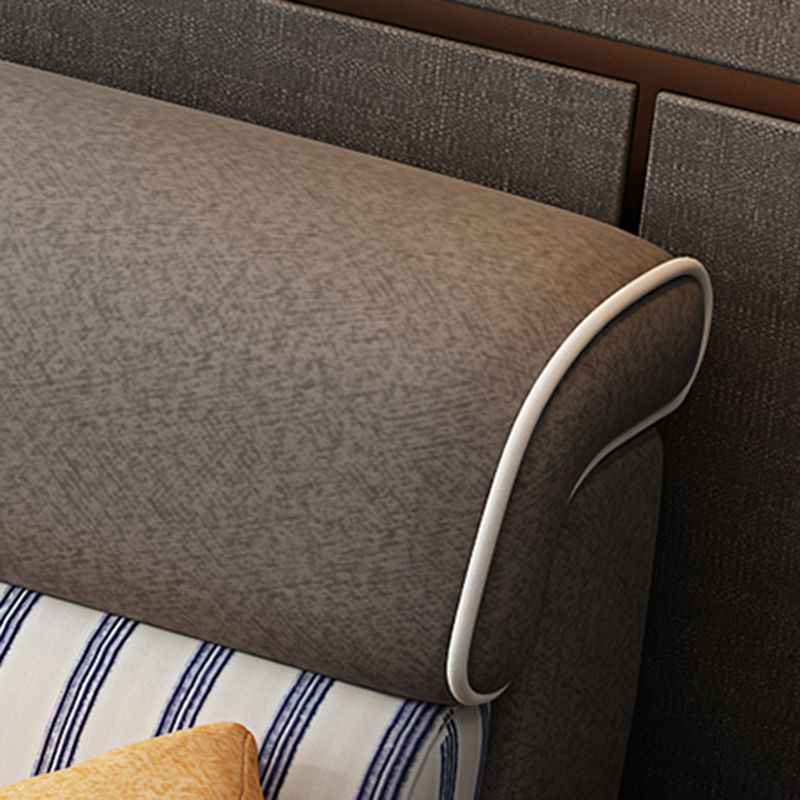 Modern Fabric Sofa & Chaise Square Arm Sofa with Bolster Pillows