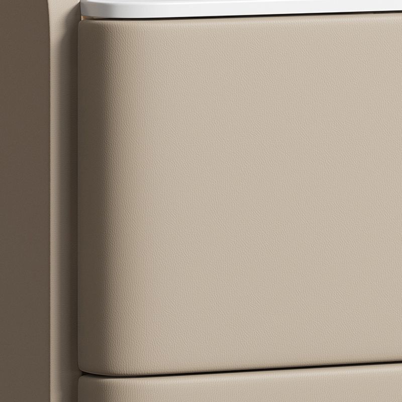 Stone Bed Nightstand Classic Glam Bedside Cabinet with Drawers