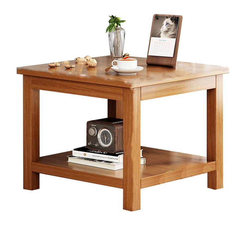 Contemporary Side Table Double Tier Wood Accent Side Table with Shelf