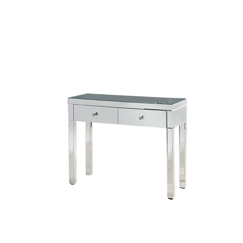 Glass Vanity Set with Tri-Fold 13.77" Wide Make-up Vanity with 2 Storage Drawers