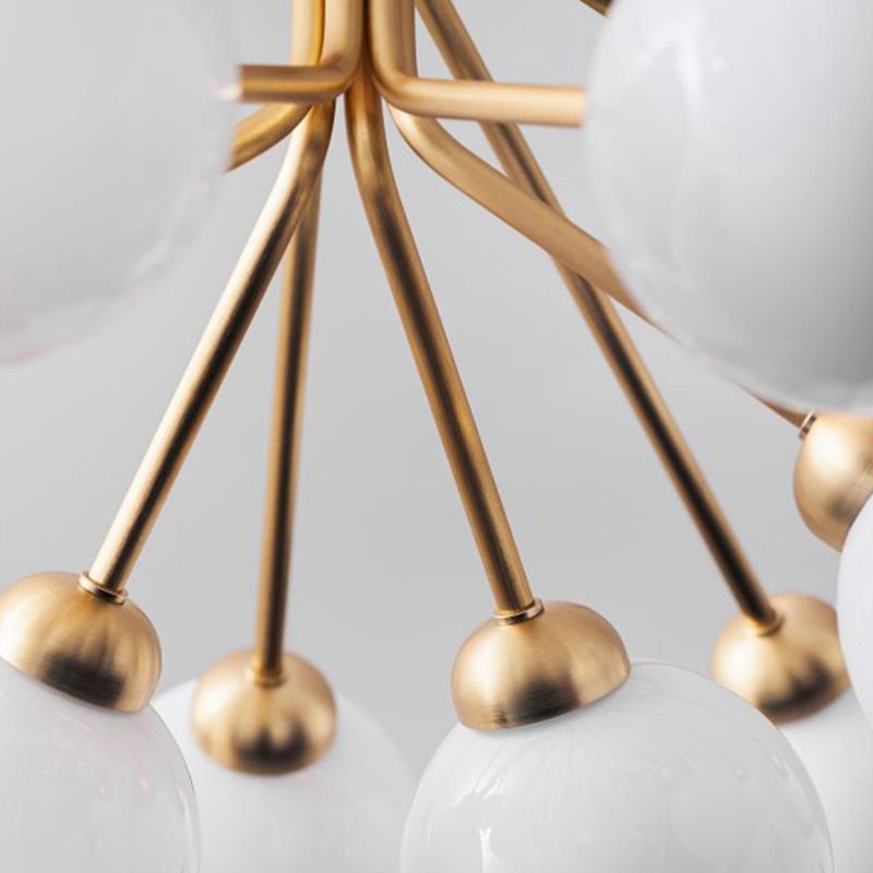 Modern Style Chandelier Light Fixture Globe Shape White Glass Pendant Light