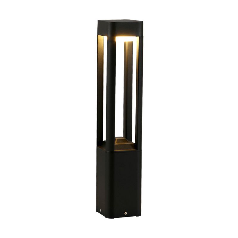 Cuboid Garden Solar Pathway Lamp Metallic Modernism LED Landscape Light in Black