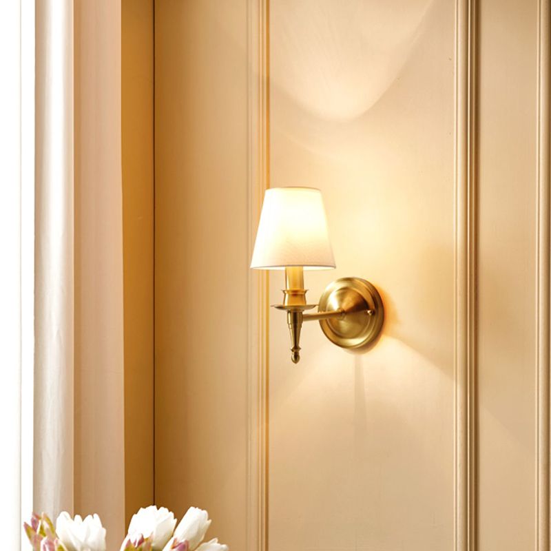 American Style Copper Wall Light Cylinder Shape Wall Lamp for Bedroom