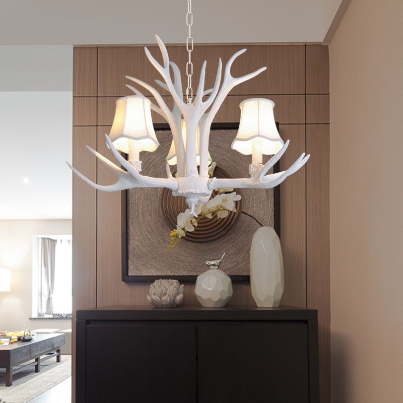 3/4/5 Lights Chandelier Lighting Fixture Modern Cone Resin Ceiling Suspension Lamp in White for Living Room