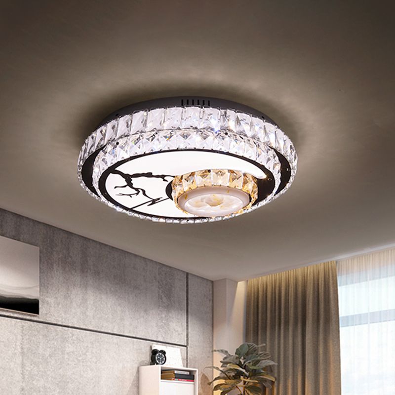 Chrome LED -cirkel plafondlicht minimalisme kristalblok spoelmountlamp met lotusontwerp