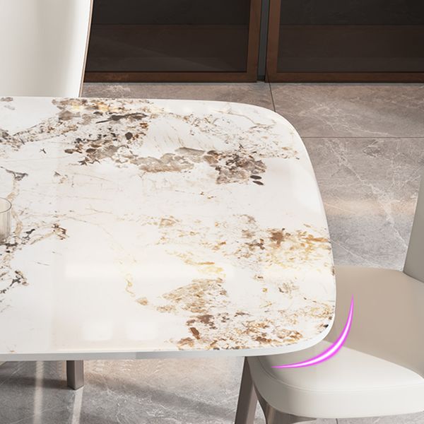 Luxury Rectangular Stone Top Dining Table with Gold Steel X-Base