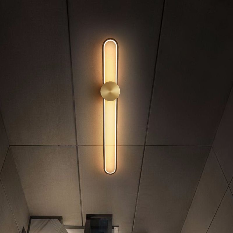 Contemporary Linear Wall Mount Lighting Minimalist Metallic LED Wall Sconce