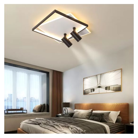Modern Style Metal Ceiling Mounted Fixture Living Room Flush Light with 2 Spotlights