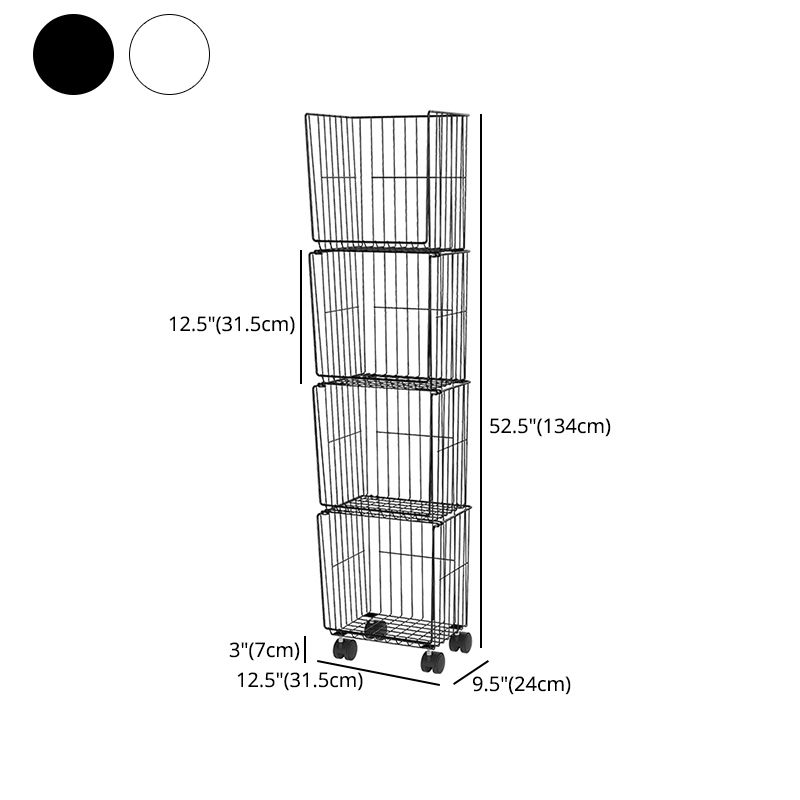 Modern Style Bookshelf Standard Closed Back Metal Bookcase for Home with Wheels