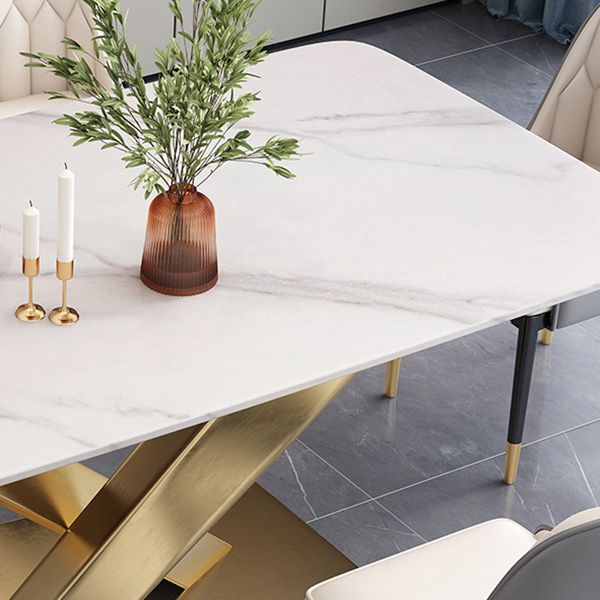 Glam Style Dinner Table Rectangle Stone Dining Room Table for Home