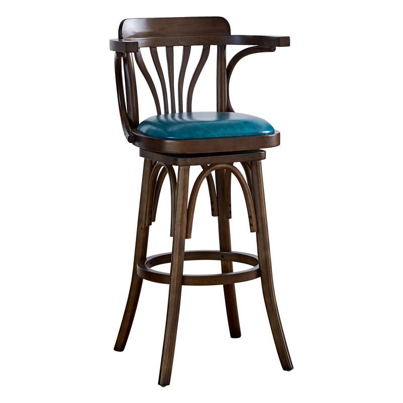 Contemporary Wood Stool Faux Leather Counter Stool in Matte Finish for Home