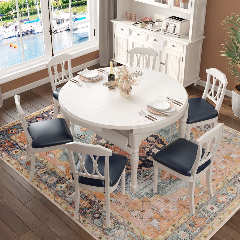Round Solid Wood Dining Table Sets 1/7 Piece Dining Room Table Set