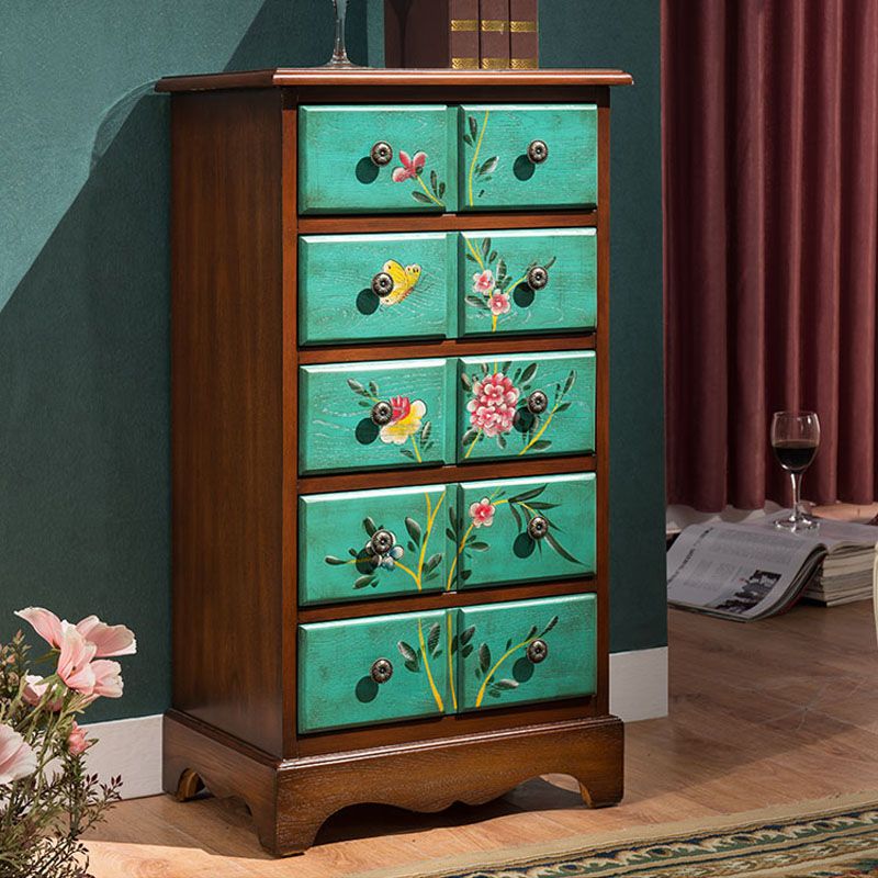Coastal Wood Lingerie Chest Vertical Storage Chest for Bedroom