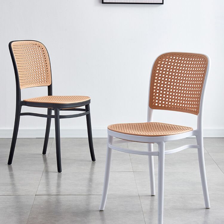 Tropical Style Wicker Dining Chairs Open Back Dining Side Chair for Kitchen