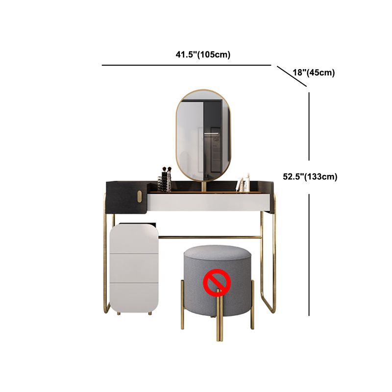 Tempered Glass Countertop Black/white Base with 4 Drawer Dresser
