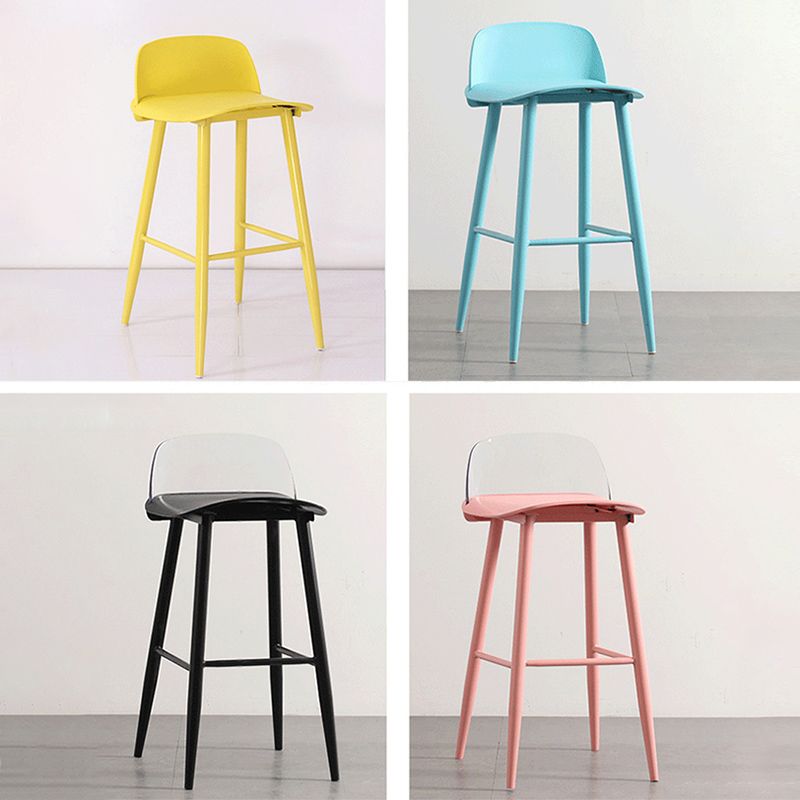 Nordic Armless Backrest Counter Stool Iron Cafe Bar Stool with Acrylic Seat
