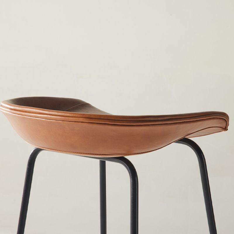 Modern Style Iron Bar Chair with Footrest Low Back Simple Bar Stool