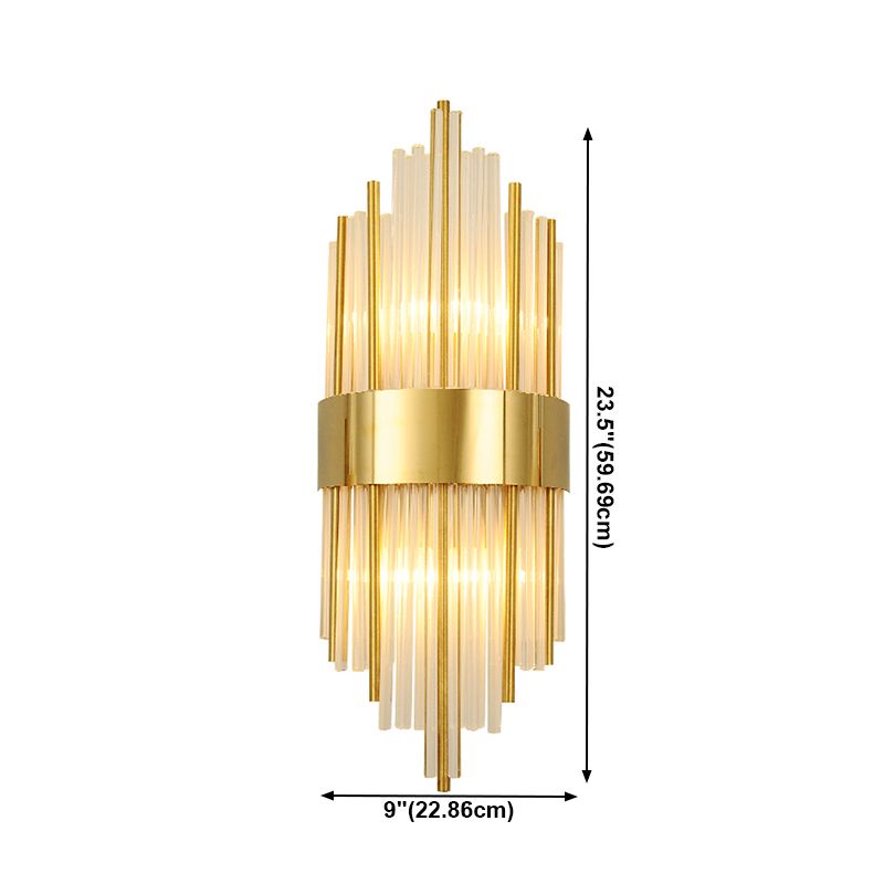 Unique Shade Crystal Wall Sconce Modern Style 2-Lights Wall Mount Light Fixture in Gold
