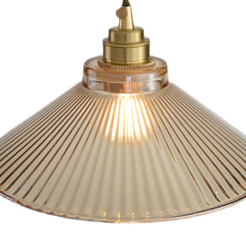 Cone 1 Light Pendant Light Fixture Industrial Style Glass Pendant Lamp in Gold