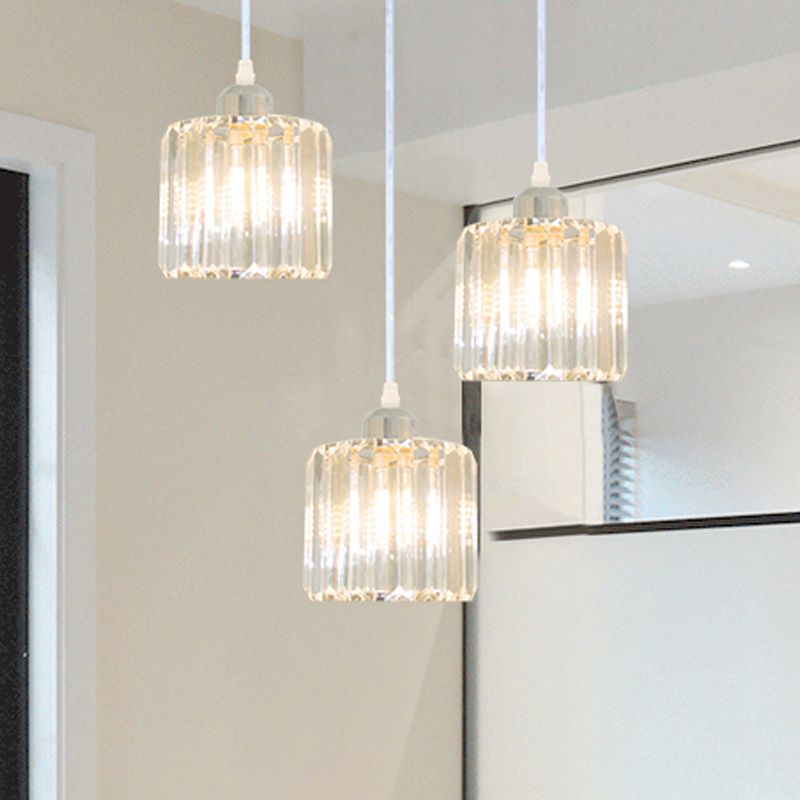 Modern Style Cylindrical Shape Hanging Light Crystal Multi Light Hanging Lamp for Bedroom