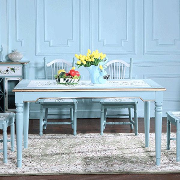 Mid-Century Modern Dining Table Solid Wood Rectangle Dining Table for Home Use