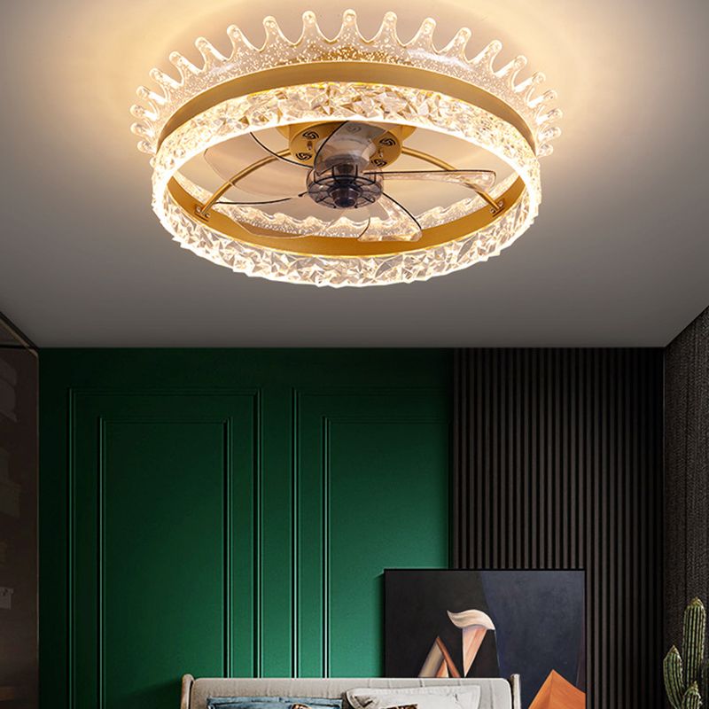 Minimalist LED Ceiling Fan Light Circular Semi Flush Ceiling Light with Acrylic Shade