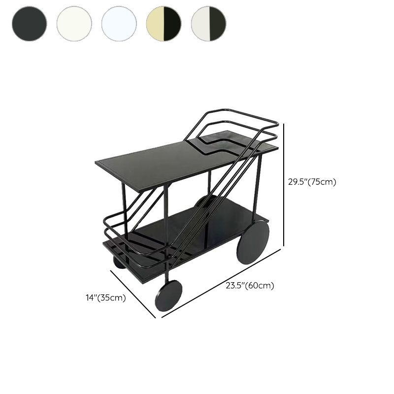 Glass Modern Prep Table Rolling Open Storage Rectangular Kitchen Trolley