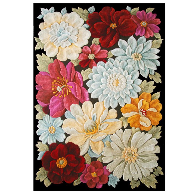 Gorgeous Flower Indoor Rug Contemporary Comfort Indoor Carpet Polyester Non-Slip Backing Rug for Living Room